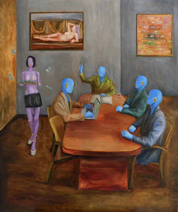 Business Energy — 120 × 100 cm · Oil on canvas · 2023, painting by Valentyn Metyk