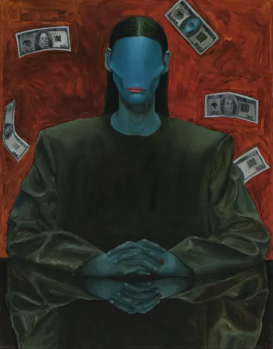 News from the World of Finance — 55 × 45 cm · Oil on canvas · 2020, painting by Valentyn Metyk