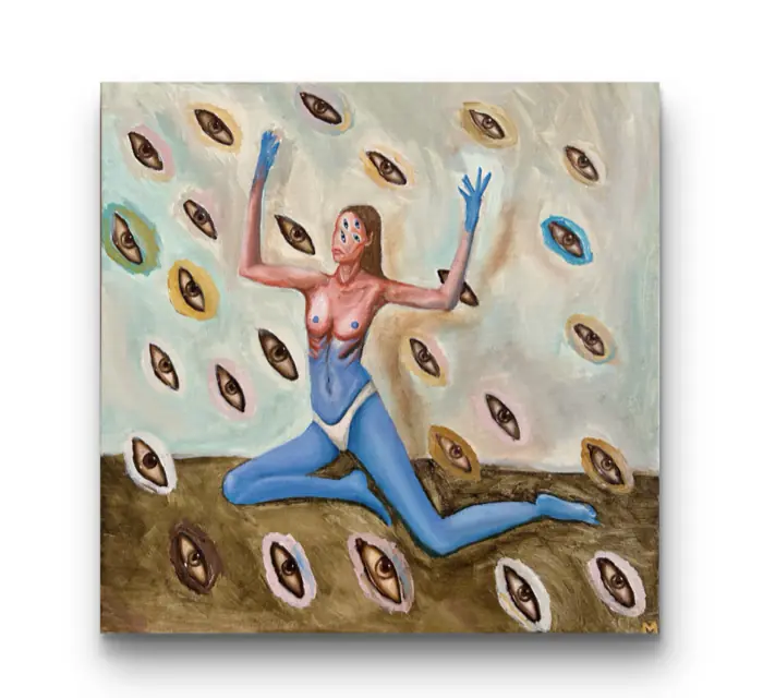 Symbol of God — 50 × 50 cm · Acrylic on canvas · 2025, painting by Valentyn Metyk