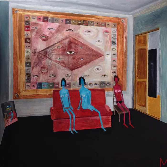 Blue People — 100 × 100 cm · Oil on canvas · 2018, painting by Valentyn Metyk